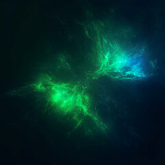 鮮やかな色彩で描かれた星空と銀河の抽象アート