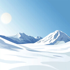 Majestic SnowCapped Mountains Under a Bright Sun in a Winter Landscape