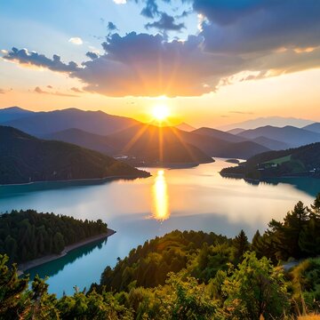 Scenic rolling hills at sunset