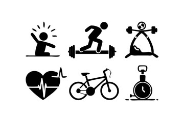 Fitness and exercise icons for healthy lifestyle