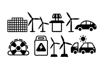Renewable energy and sustainable industry icons