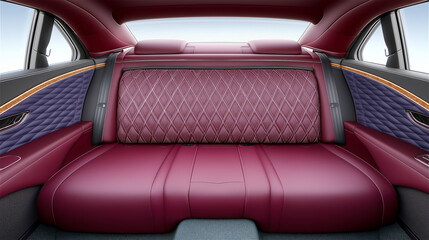 Obraz premium Luxurious red leather car interior with quilted seats showing premium craftsmanship, comfort and high-end automotive design in detailed close-up photography.