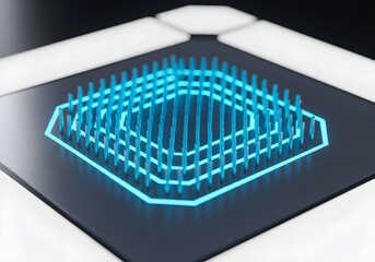 futuristic digital data processing microchip concept