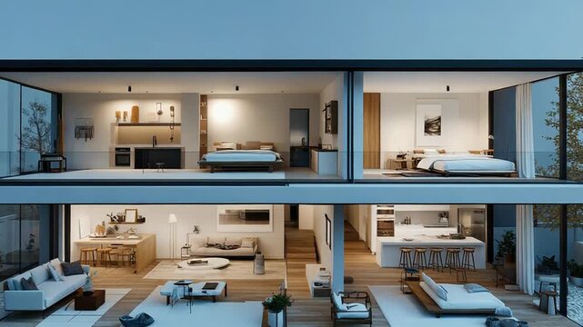 Modern house showing interior design and open floor plan