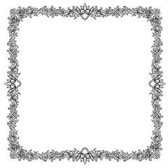 black and white frame with flowers vector decorative 