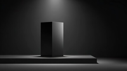 Fototapeta premium Dark gray cube on gray platform