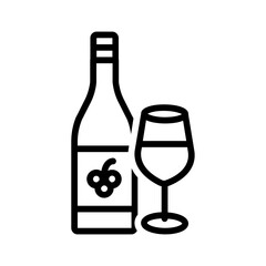 Vector black line icon for Wine glass