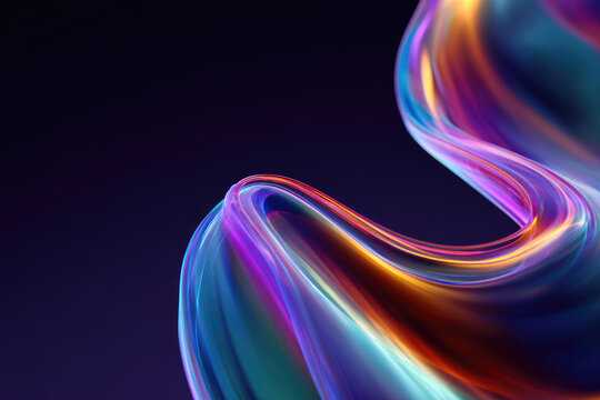 colorful background with abstract shape glowing in ultraviolet spectrum, curvy neon lines. Futuristic energy concept