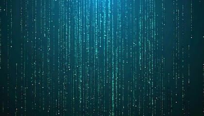 Abstract Digital Rain: Vertical Cyan Code Lines with Faint Glow