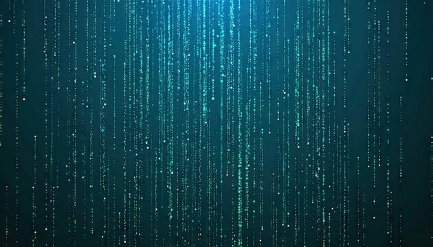 Abstract Digital Rain: Vertical Cyan Code Lines with Faint Glow