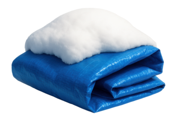 Snow cap on a plastic garden tarp