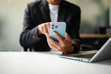 Businessman s hands typing on laptop keyboard in morning light computer, typing, online