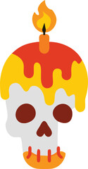 Obraz premium Skull Candle Illustration with Melting Wax Flame - Halloween Vector
