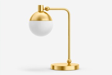 Gold metal desk lamp with a spherical shade