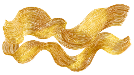 HD realistic wavy golden hand-drawn scribble isolated on white png