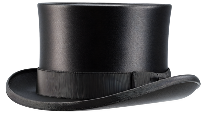 HD realistic black English top hat isolated on white png