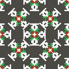 seamless pattern with christmas tree,red and green. black and white