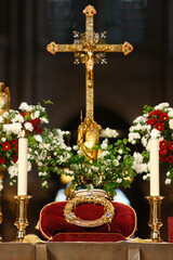 ChristÕs Passion relics at Notre Dame cathedral. The Crown of Thorns
.  Paris. France.