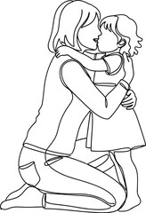 Loving mother embraces her small child in a tender moment of connection and affection.