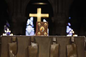 Oriental catholic celebration at Notre-Dame de Paris  cathedral.  Paris. France.