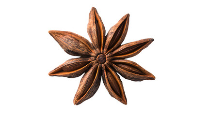 single star anise spice top view isolated on white