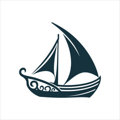 Dhow Silhouette: Traditional Arab Sailing Vessel Traditional Dhow Sailboat silhouette with a triangular sail and curved hull