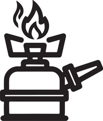 Illustration of a camping stove with flame portable stove