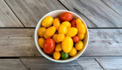Assorted colorful cherry tomatoes in a bowl
