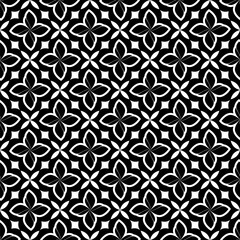 Seamless geometric floral pattern, abstract ornamental design with luxury black and white tile style, decorative flower motif background.