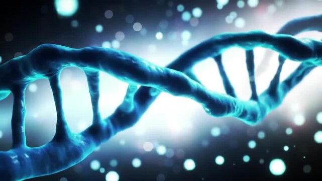Glowing Blue DNA Helix:  Genetic Code Animation Loop