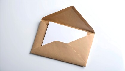 Open light brown envelope with white paper inside