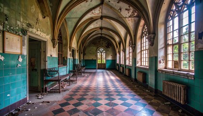 Abandoned hospital corridor