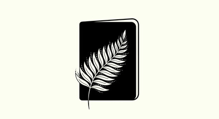 Black book with elegant white fern leaf symbol.