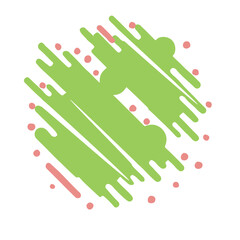 Abstract Circular Design with Green and Pink Organic Shapes