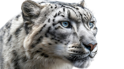 Obraz premium HD realistic snow leopard portrait isolated on white png