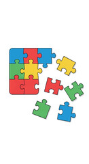 Fototapeta premium Colorful Jigsaw Puzzle Pieces Assembling Together.