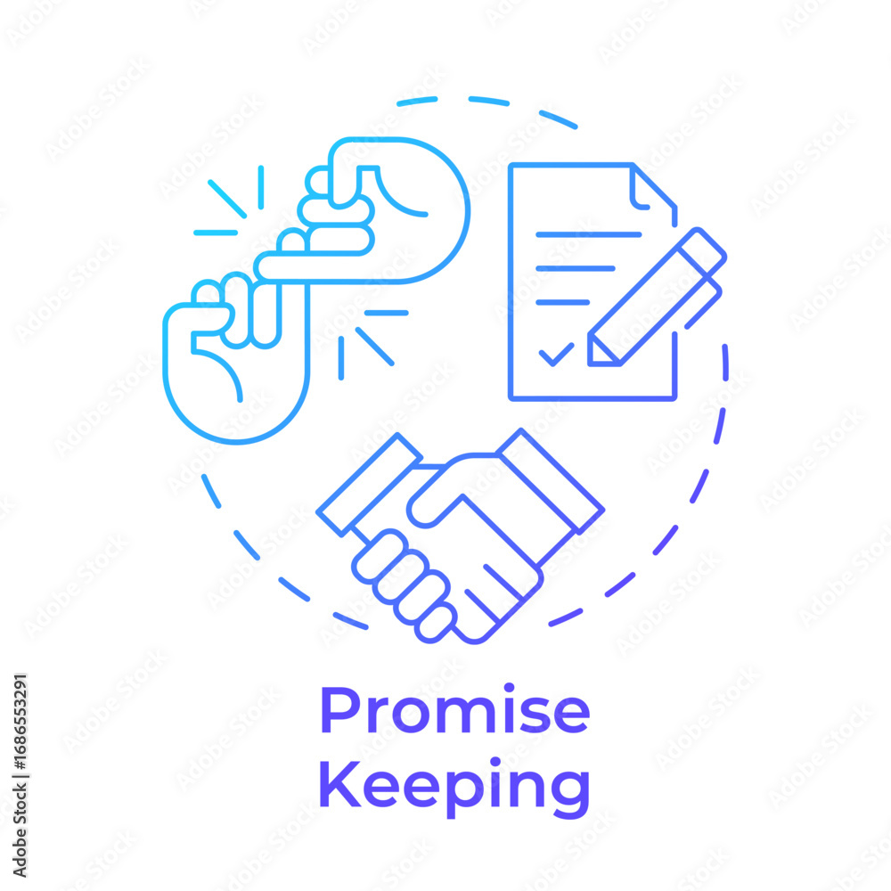 Poster promise keeping blue gradient concept icon. commitments to stakeholders. corporate social responsibi