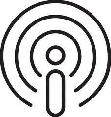 Simple black and white icon representing a podcast or radio broadcast signal