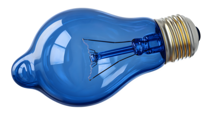 HD realistic blue light bulb isolated on white png