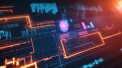 Futuristic user interface displaying complex data analysis and information processing - Powered by Adobe