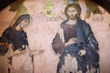 Chora church museum : the Khalke Jesus mosaic.  Istanbul. Turkey.