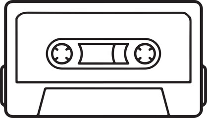 Fototapeta premium Simple black and white outline drawing of a vintage cassette tape for music