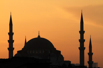  SŸleymaniye mosque at sunset.  Istanbul. Turkey.