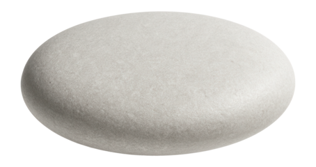 Flat, oval-shaped pebble with a light silver color and matte finish