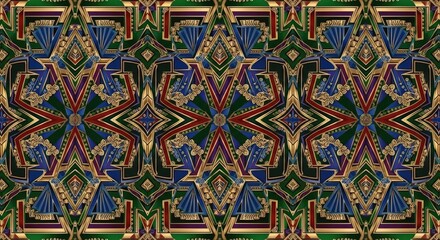 Luxurious Art Deco Afghani Nomadic Tent Pattern Elegant Wallpaper Design Surface Art