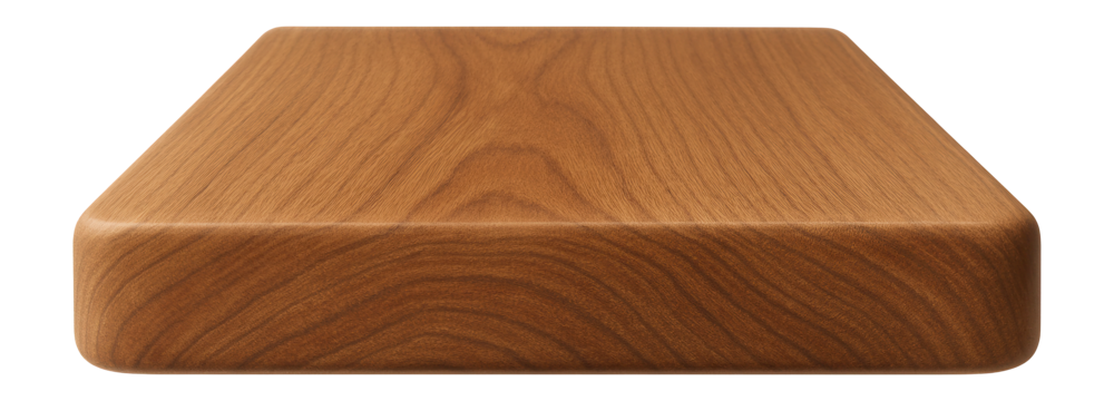 Wooden plank with smooth sanded surface and rounded edges