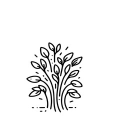 Line art drawing of a small flowering plant.