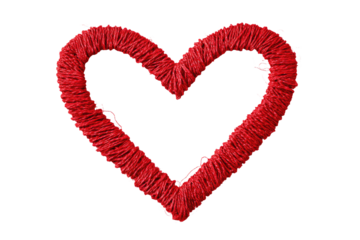 Red heart shape, densely filled with threads