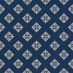 Elegant Damask Motif on a Navy Backdrop