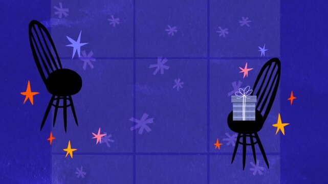 animasi film sepasang kekasih merayakan natal ,latar belakang ungu